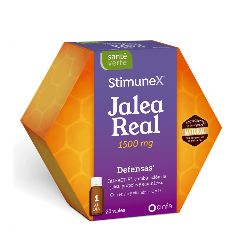 SANTE VERTE STIMUNEX JALEA REAL DEFENSAS 20 VIALES 10 ML SABOR LIMON